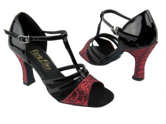 dansschoenen zwart lak rood glitter  